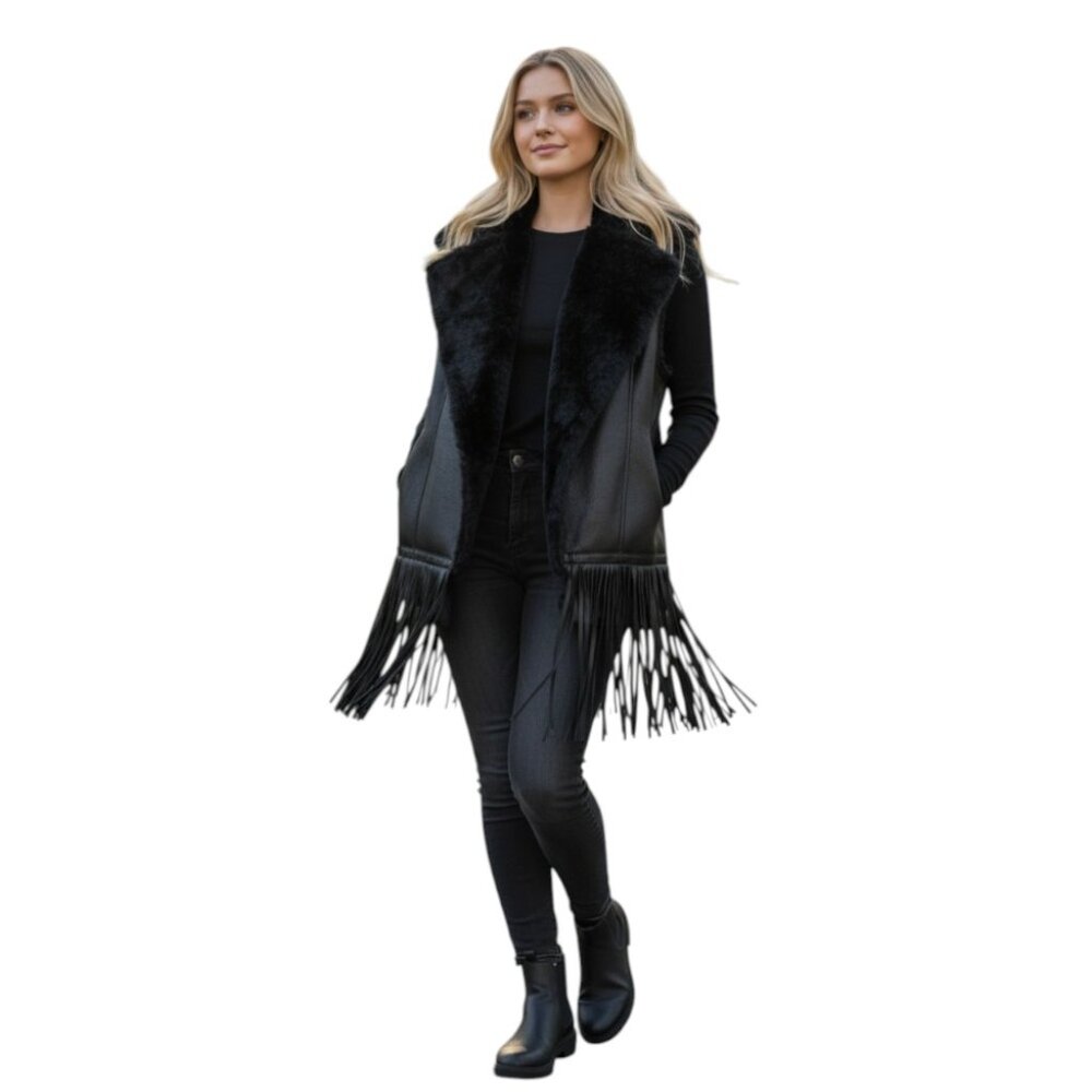 Marc New York by Andrew Marc | Faux Fur & Fringe Vest | Size XL NWT